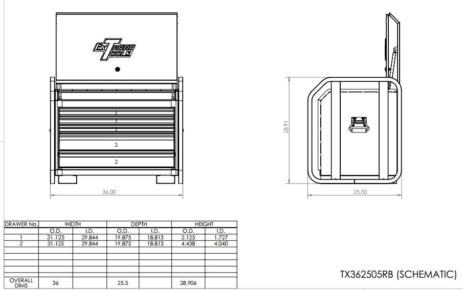 EX2605RC Roller Cabinet Specifications
